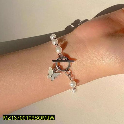 Stylish Butterfly Pearl Bracelet