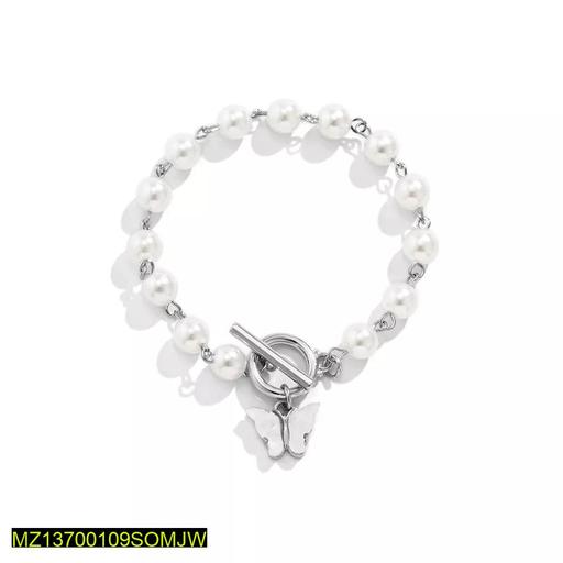 Stylish Butterfly Pearl Bracelet